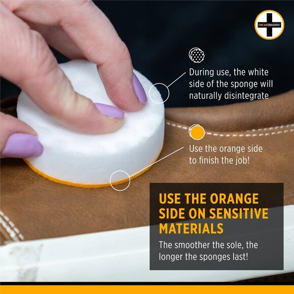 2-Pack SneakERASERS Pre-Moistened Instant Shoe & Sneaker Cleaner Sponge - Picture 3 of 4